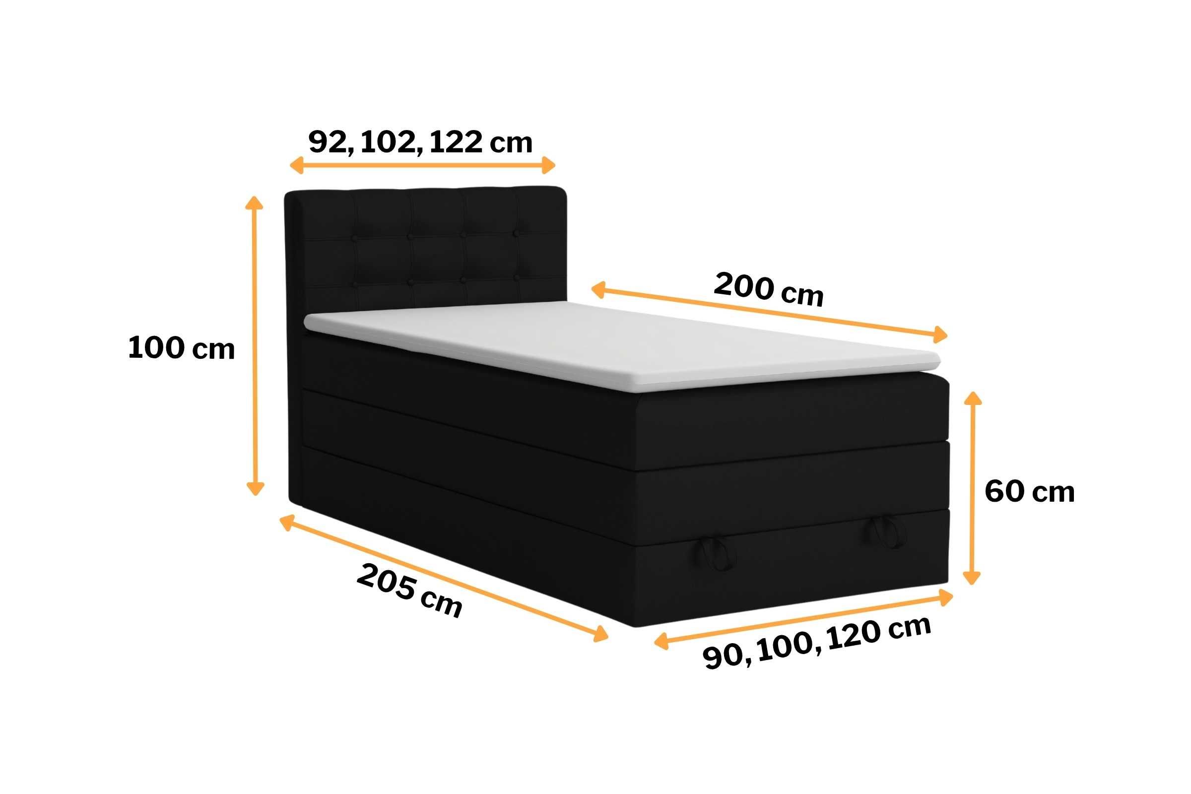 Łóżko kontynentalne młodzieżowe 120x200cm czarne na podwójnym materacu
