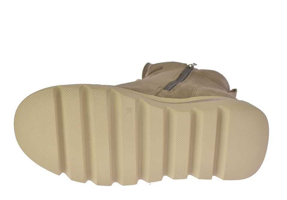 Śniegowce damskie skórzane ocieplane trapery camel B-3-1379 rozm. 40