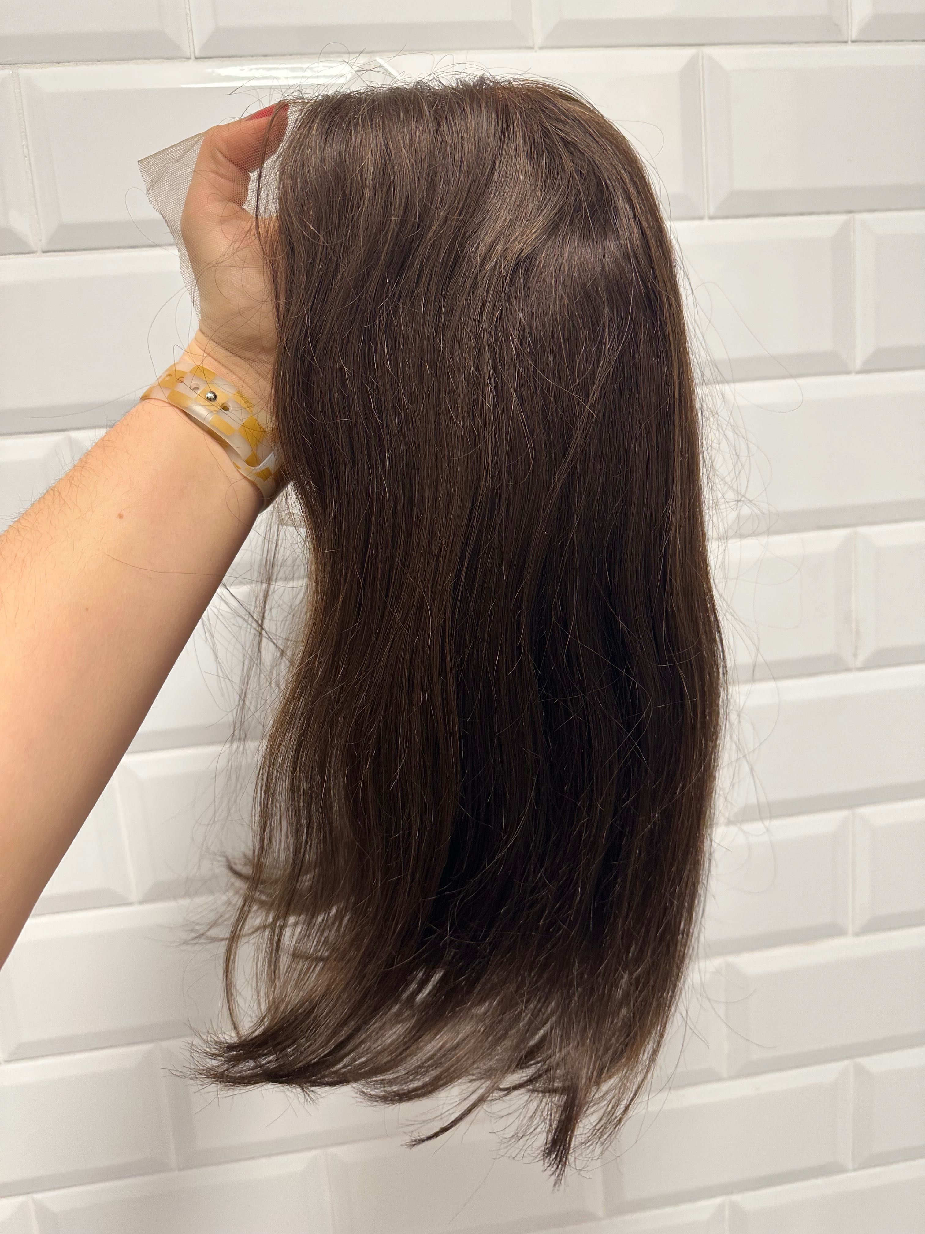 Śliczny long bob włosy naturalne 100% ludzkie czekolady brąz
