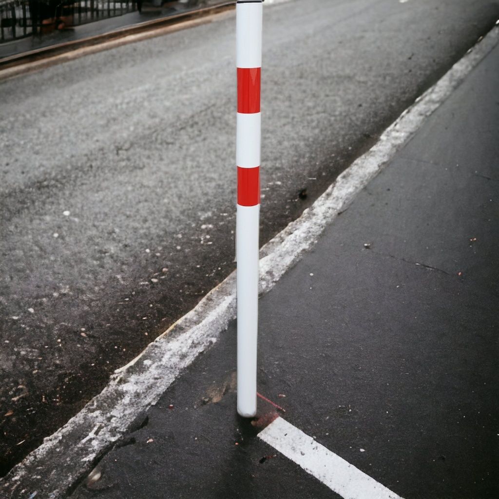 Słupki słupek 150 cm fi 55 parkingowy blokada drogowy biało czerwony