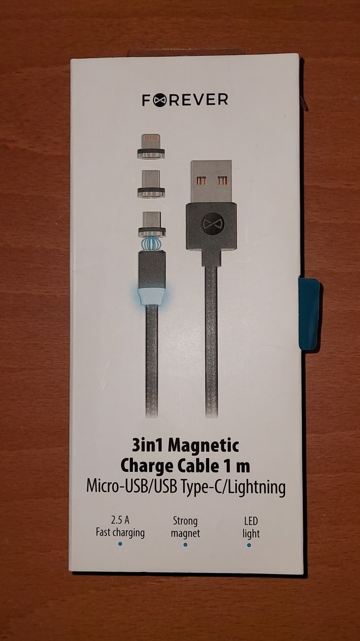 Kabel magnetyczny do ładowania USB-C/Lightning/Micro-USB Forever