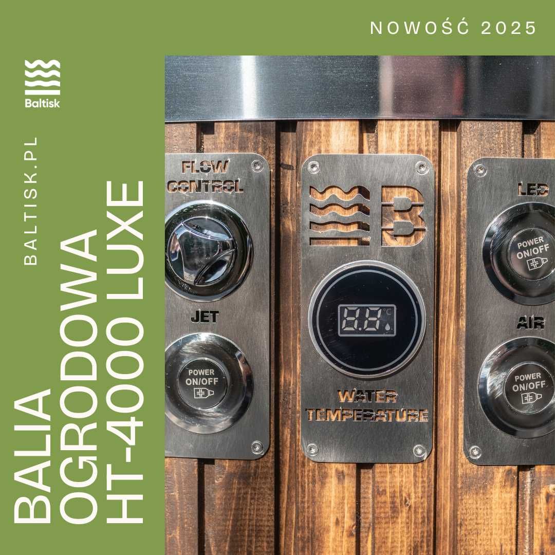 Balia Ogrodowa Nowy model 2025 - hydromasaż jacuzzi LED piec na drewno
