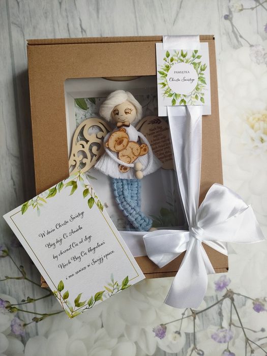 Pamiątka Chrztu Świętego Anioł Stróż chłopczyk