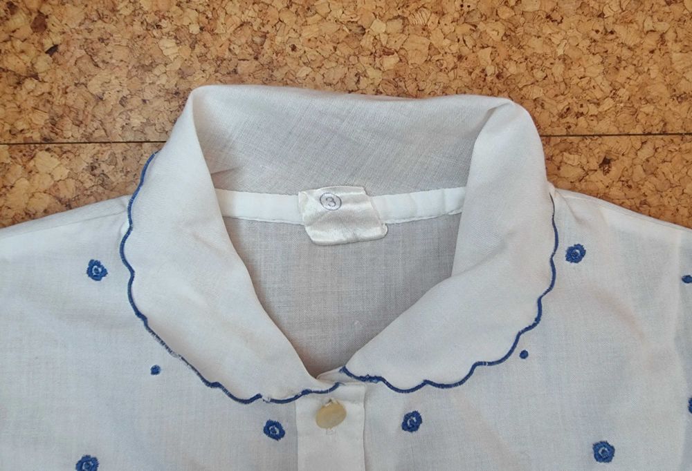 Camisa de manga curta branca com detalhes azuis Zé-Zi, 3 anos