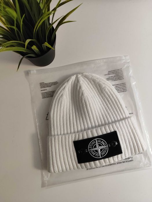 Stone Island White Beanie