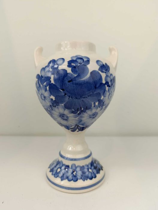 Wazon ceramiczny niebieski amfora fajans ZF KOŁO ręcznie malowany 19,5