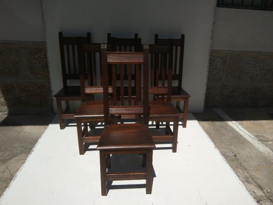 Conjunto 6 Cadeiras Costas Altas Mogno