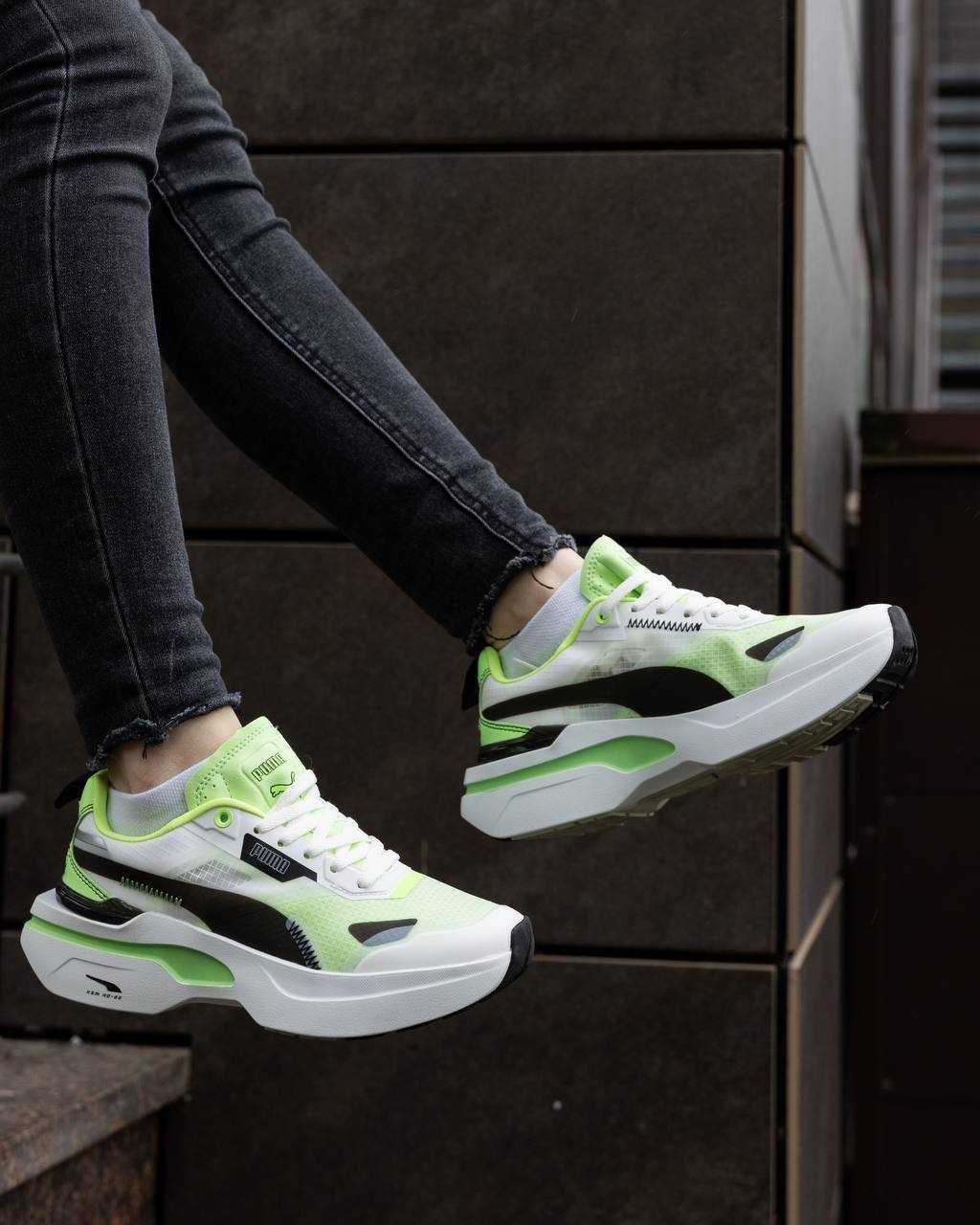 Жіночі кросівки Puma Kosmo Rider білий з зеленим PM016 НОВИНКА