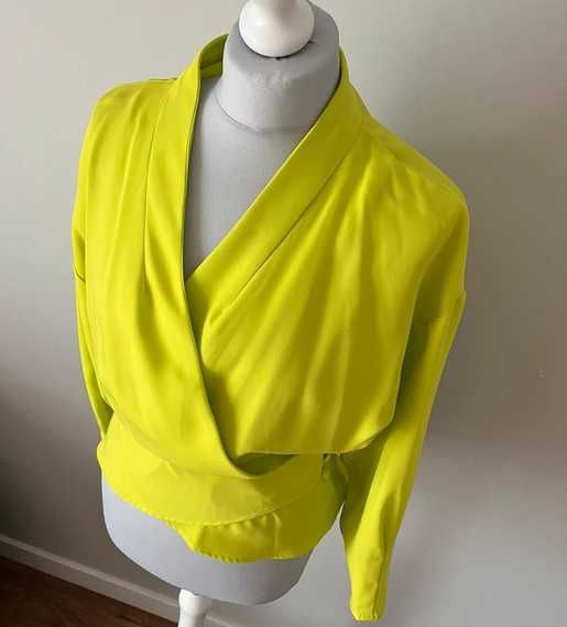 Limonkowa bluzka z długim rękawem. Zara. Rozmiar S. Nowa