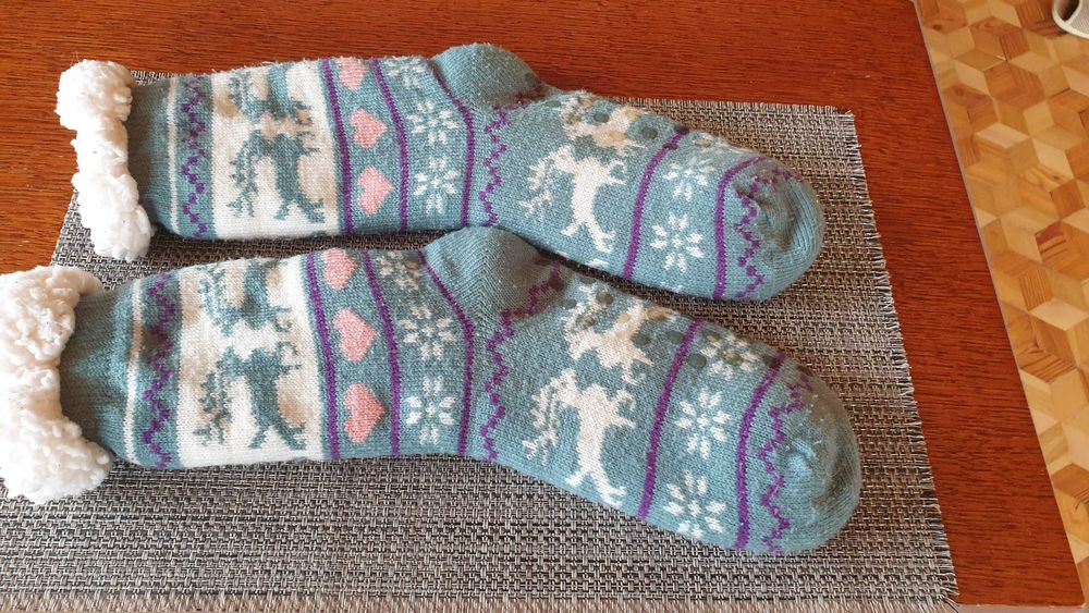 Grube ocieplane skarpety antypoślizgowe