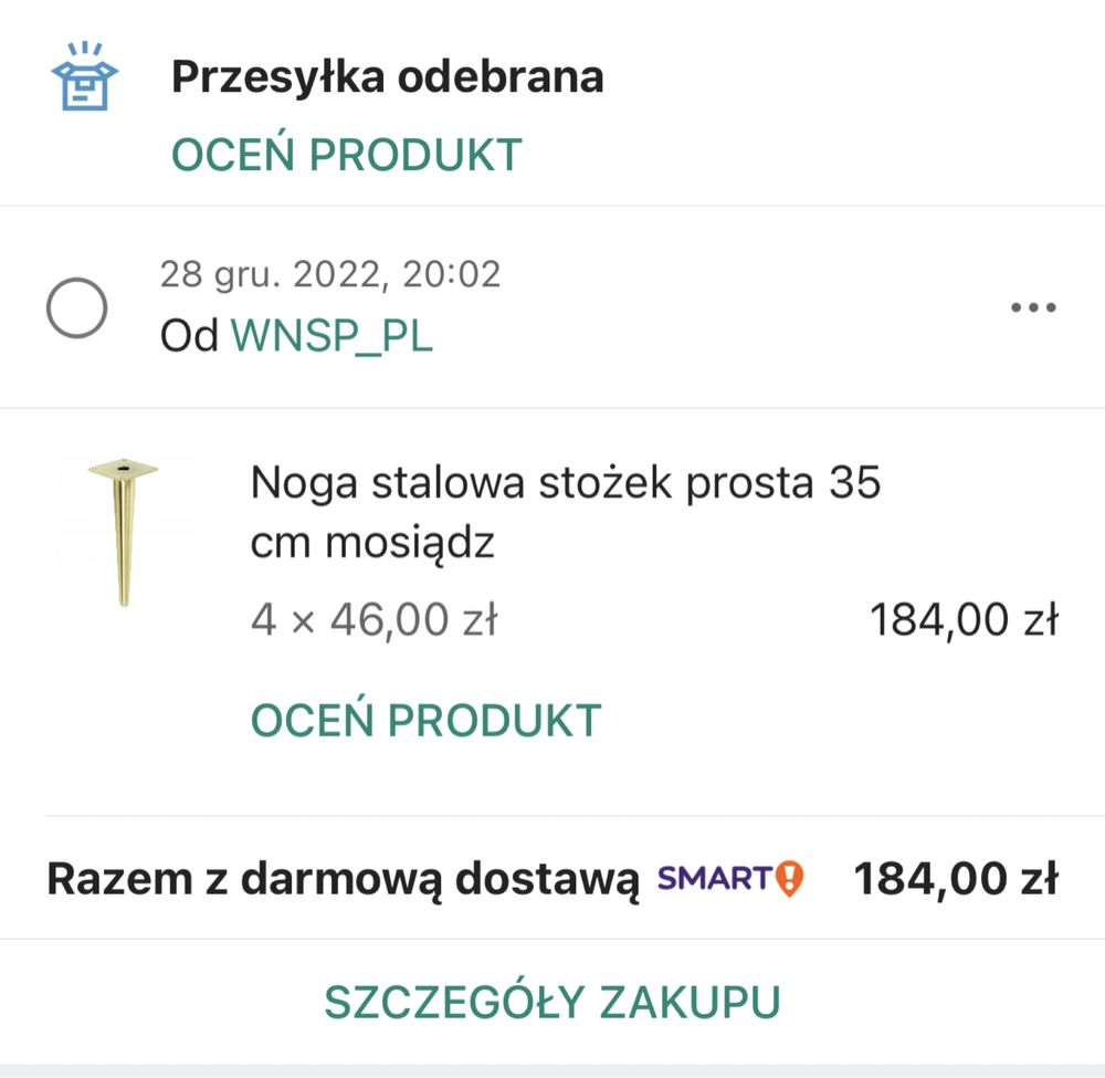 Nowe nogi do komody złote 35cm