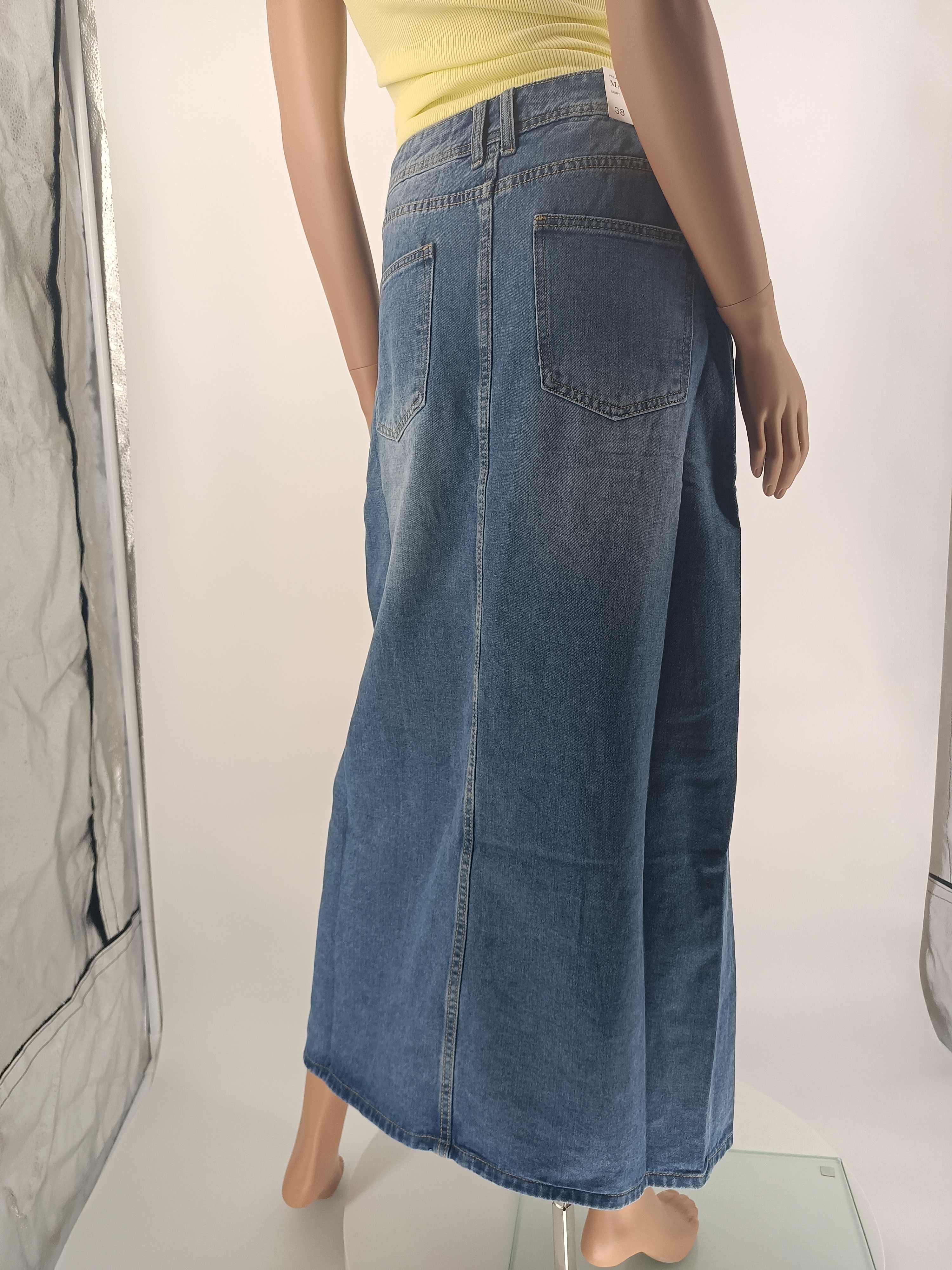 Spódnica jeans niebieska z rozcięciem maxi rozmiar 38 M