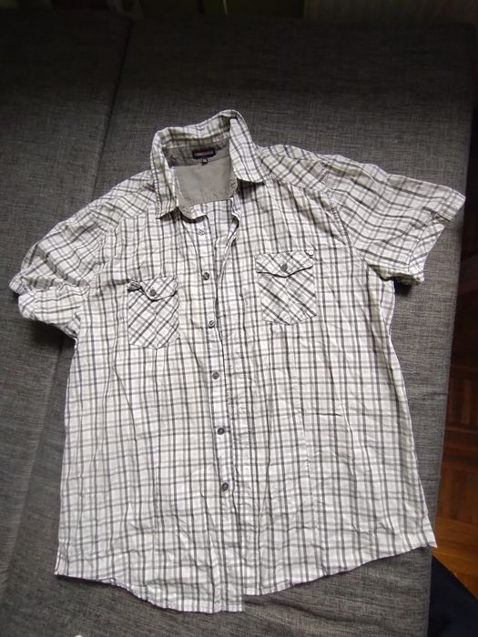 Męska koszula w kratę krótki rękaw XXL