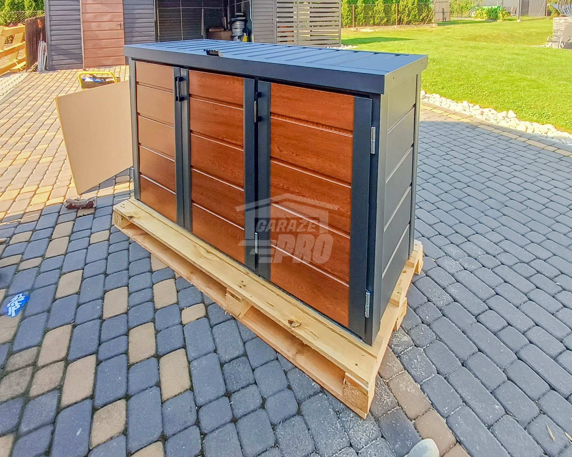 Zabudowa koszy na śmieci wiata obudowa 207x80x120 cm 3x240L GP511