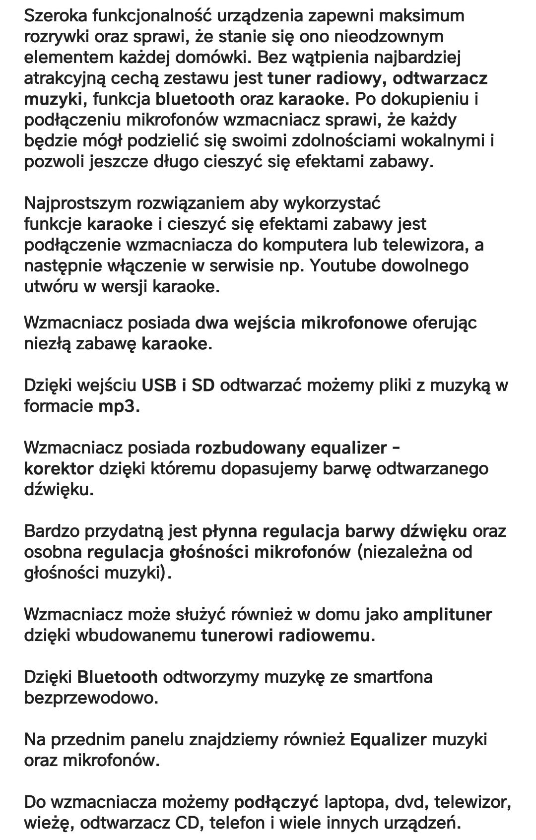 Wzmacniacz korektor USB bluetooth KA300 i. Głośniki kolumny vk