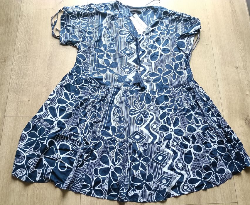Monnari sukienka viscose kwiaty granat rozm 42 XL