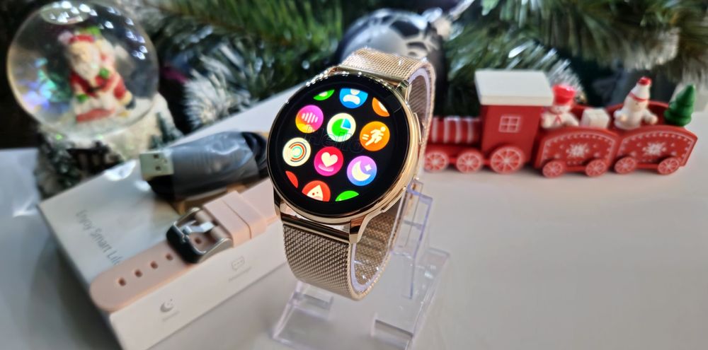 Stylowy Zegarek Damski Nowy Smartwatch Złoty Monitorowanie Zdrowia