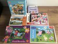 Zestaw puzzle swinka peppa, myszka miki, dora itp