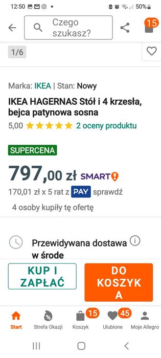 Stół Ikea z 4 krzesełkami