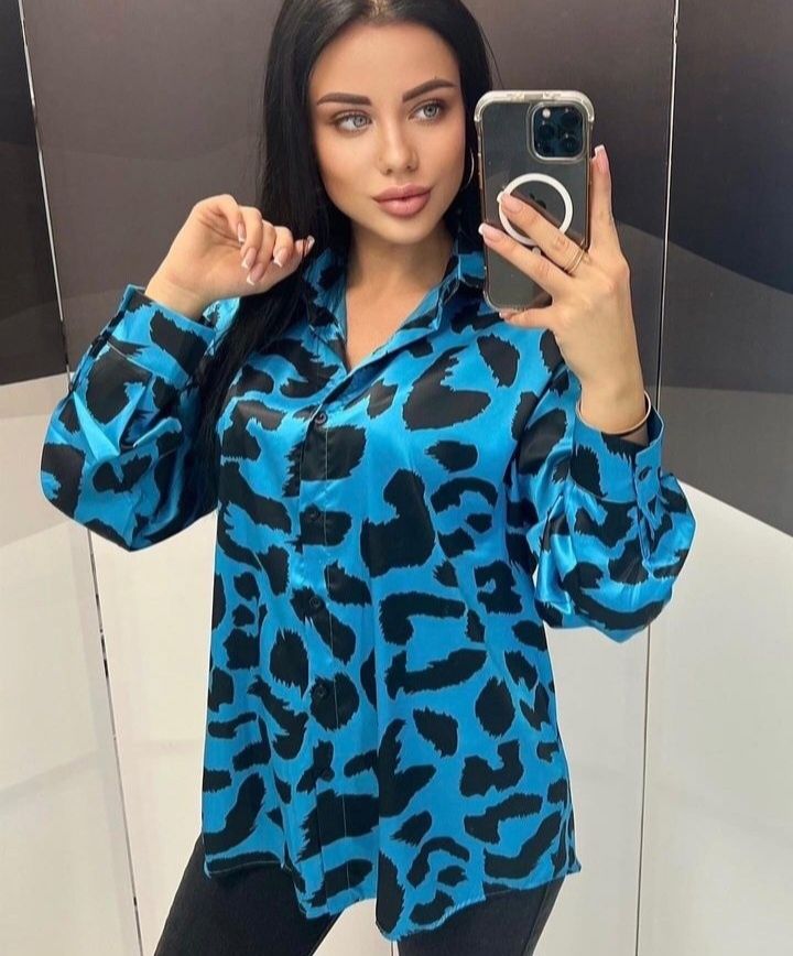 Блузка шёлковая новая принт леопард