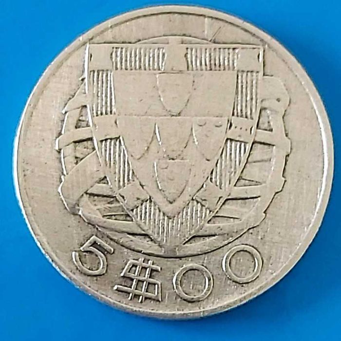 Moeda de 5$00 de 1946, Republica Portuguesa, em prata