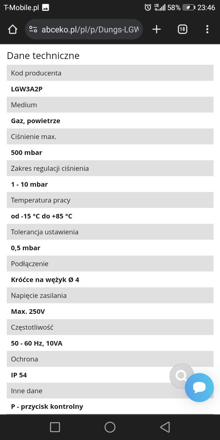 Dungs LGW 10 A2 czujnik różnicy ciśnień...