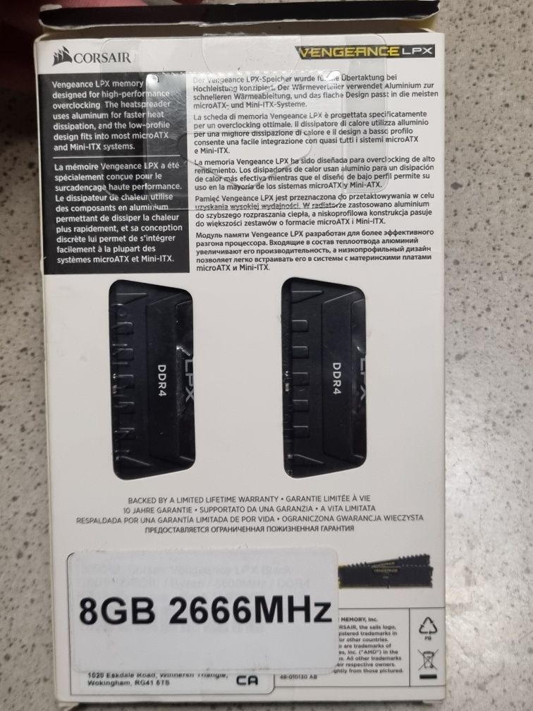 Oперативна пам'ять 2*4=8Gb. 2666MHz.