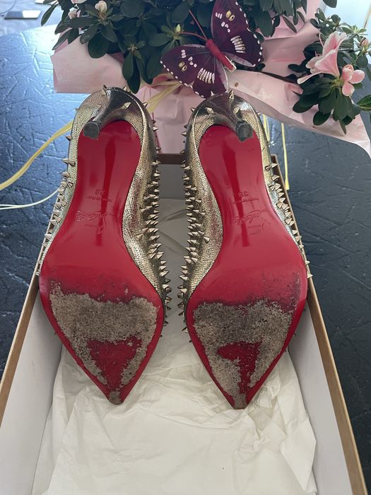 Szpilki Christian Louboutin 38 Escarpic 100 Lame Mercure Golden