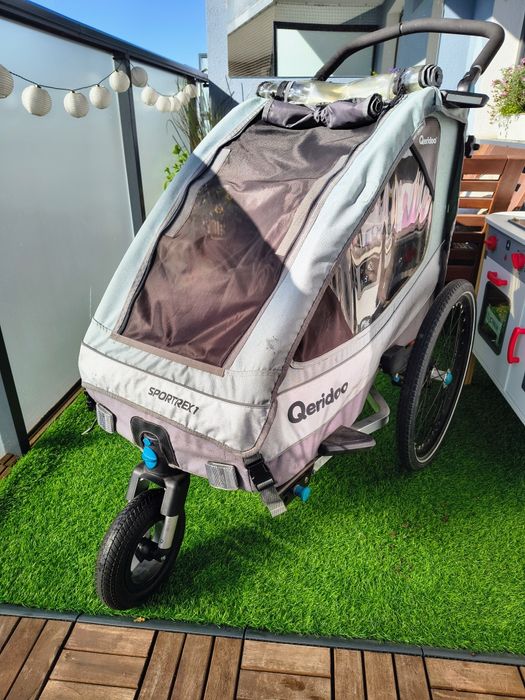 Przyczepka rowerowa Qeridoo Sportrex 1 Mint + 2 uchwyty do roweru