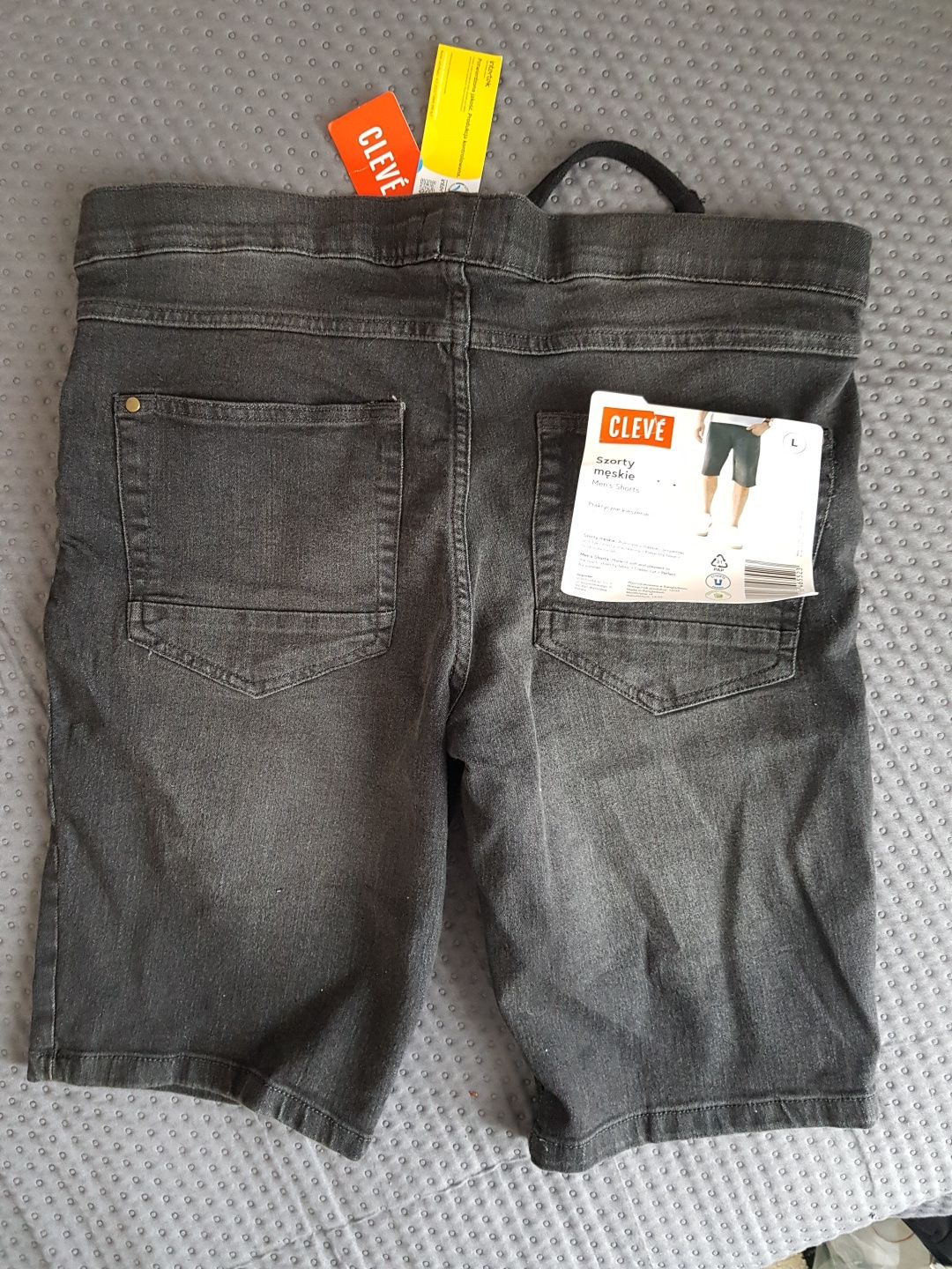 Nowe szorty męskie krótkie spodenki czarne jeansowe Cleve L