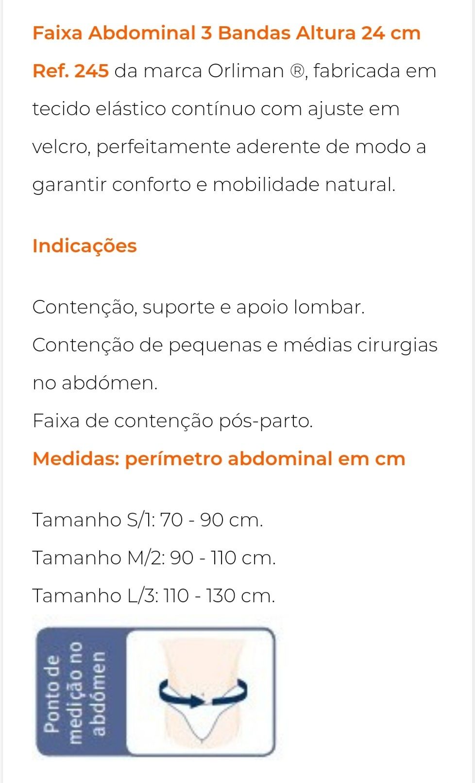 Faixa abdominal 3 bandas altura 24cm