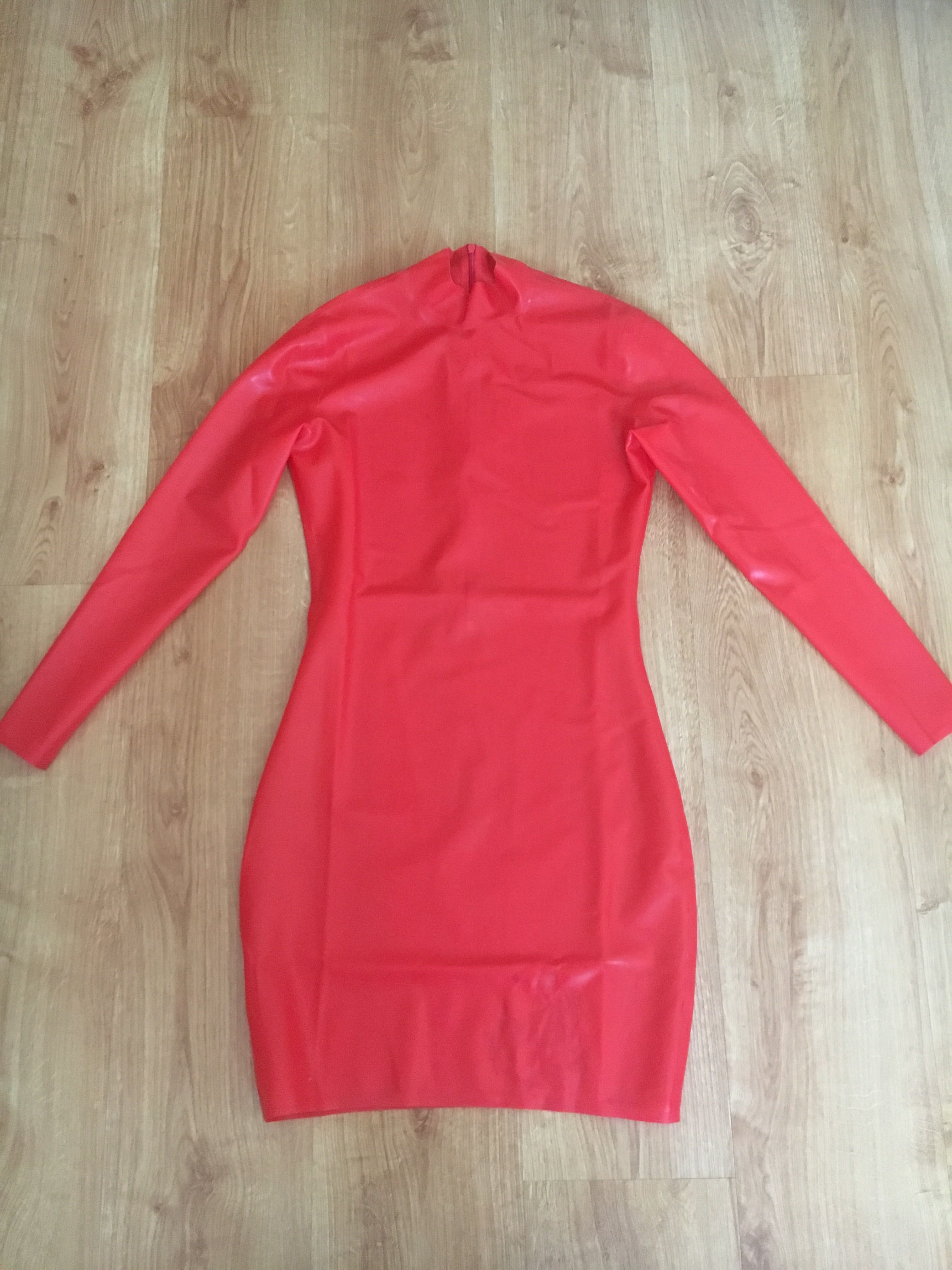 991/Przebranie sylwester impreza sukienka lateks latex mini czerwona S