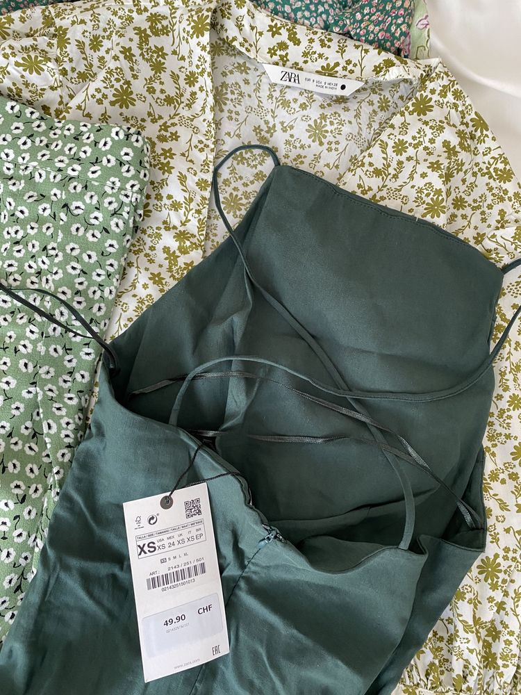 Плаття міні зара zara зелене коктейльне на літо