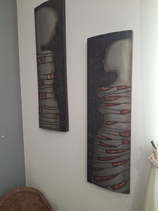 Quadros decorativos em chapa e pedra