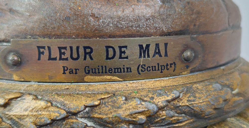 Wielka figuralna lampa naftowa majowe kwiaty Guillemin - Antyk Francja