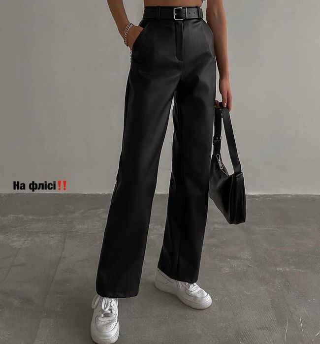 Штаны кожаные, на флисе