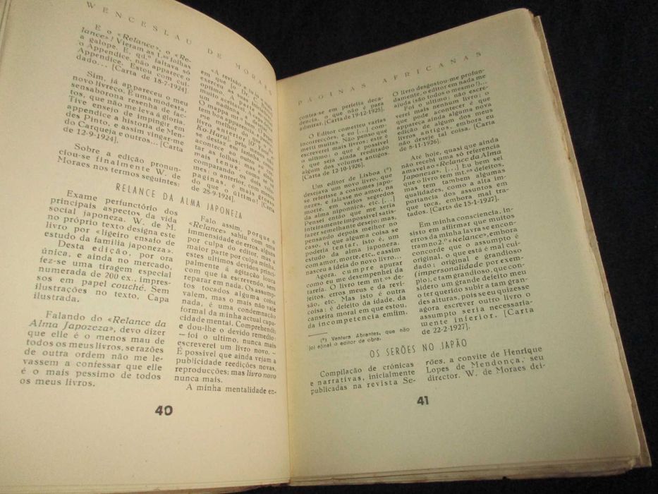 Livro Páginas Africanas Wenceslau de Moraes 1ª edição Tiragem Especial