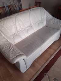 Komplet skórzany- sofa rozkladana  + fotel