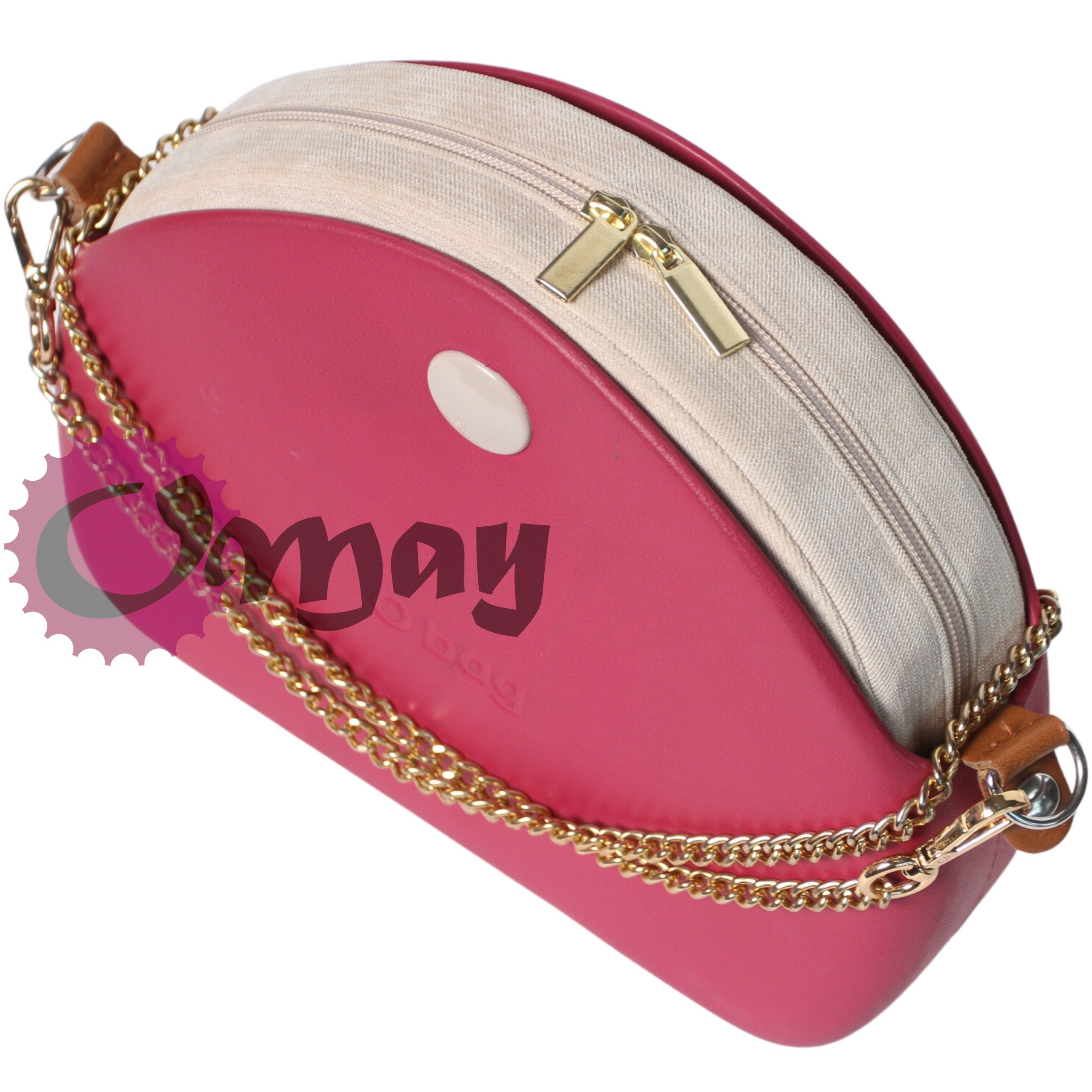 Beżowy Welur organizer do OBAG MOON LIGHT hummus ZŁOTO 2kieszenie OMAY