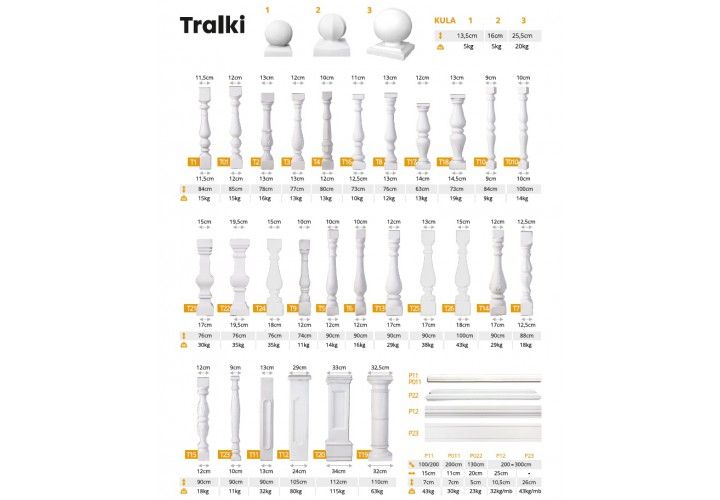 TRALKI BETONOWE balustrada schody poręcze słupki kule
