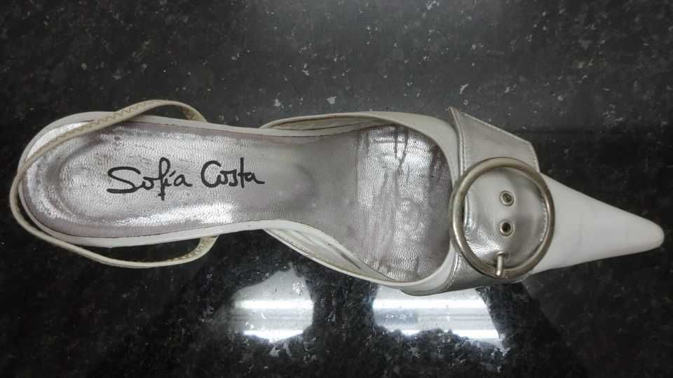 Sapatos de senhora em pele brancos e cinza Sofia Costa