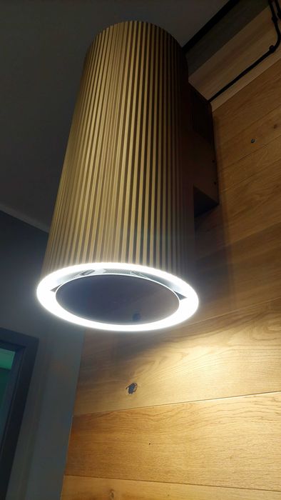 Okap Ciarko Design Monogram. Przyścienny, nowy z ekspo, złoty, tuba.