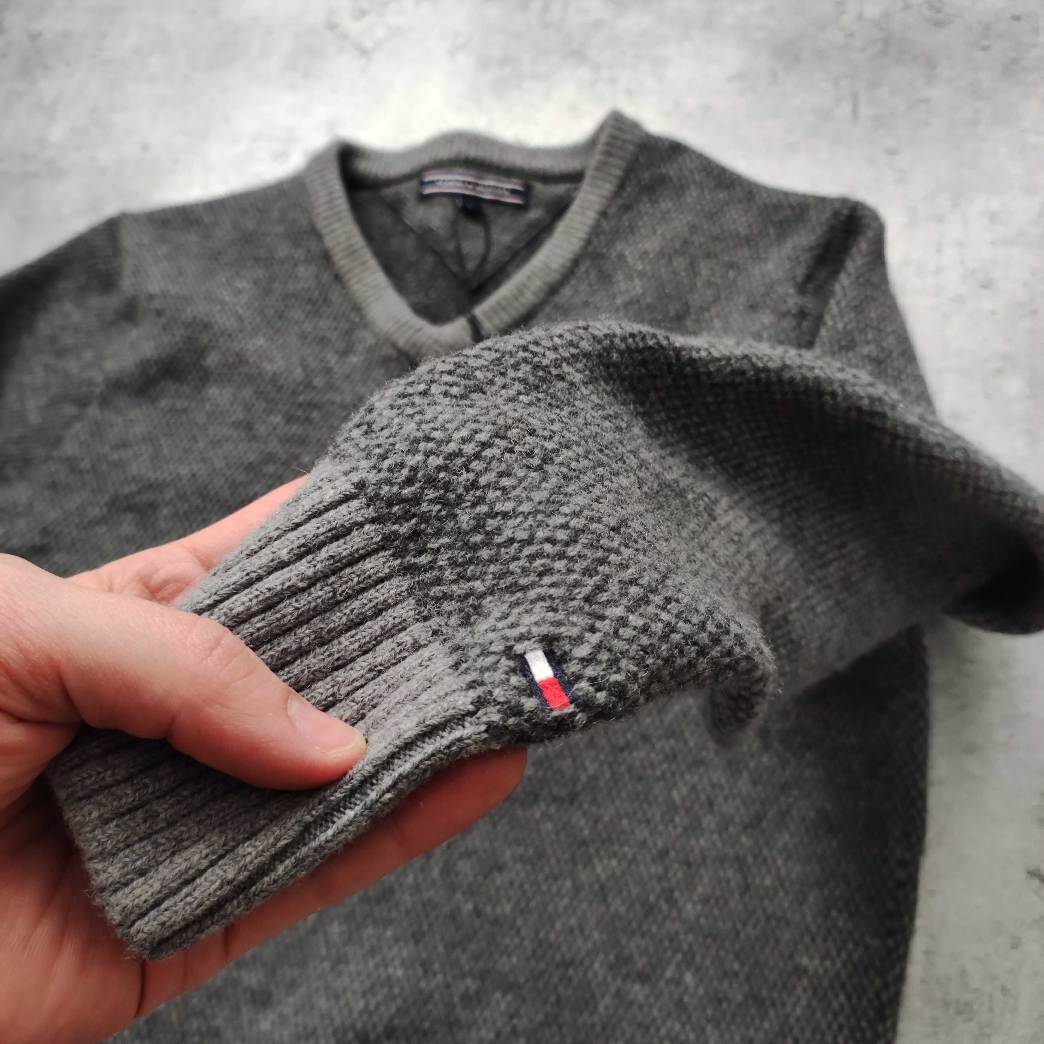 DAMSKI Sweter PREMIUM Szary Wełna Elegancki Tommy Hilfiger Kołnierzyk