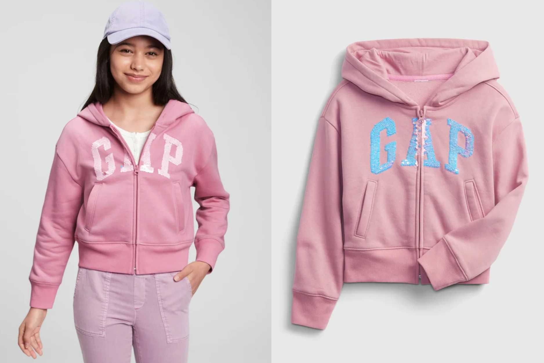 GAP krótka bluza crop z logo pudorwa cekiny