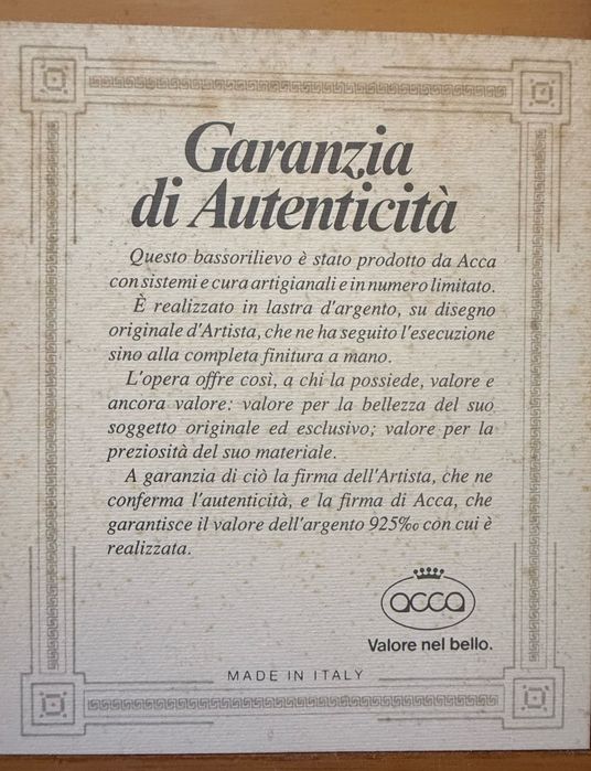 Quadro Corvetta 1817 em prata de lei 925%.