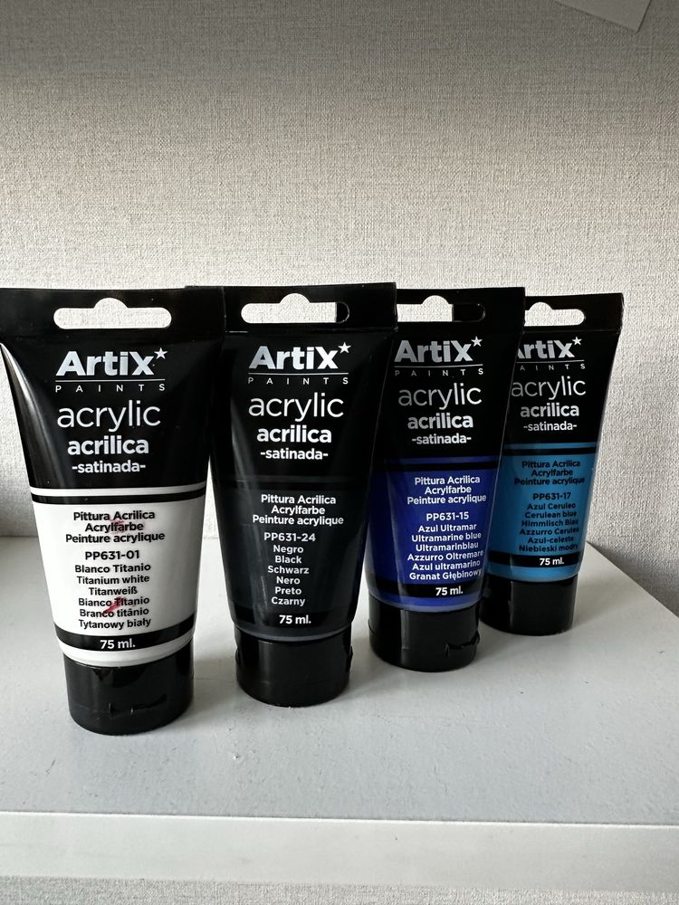Акрилові фарби краски 4 кольори нові artix