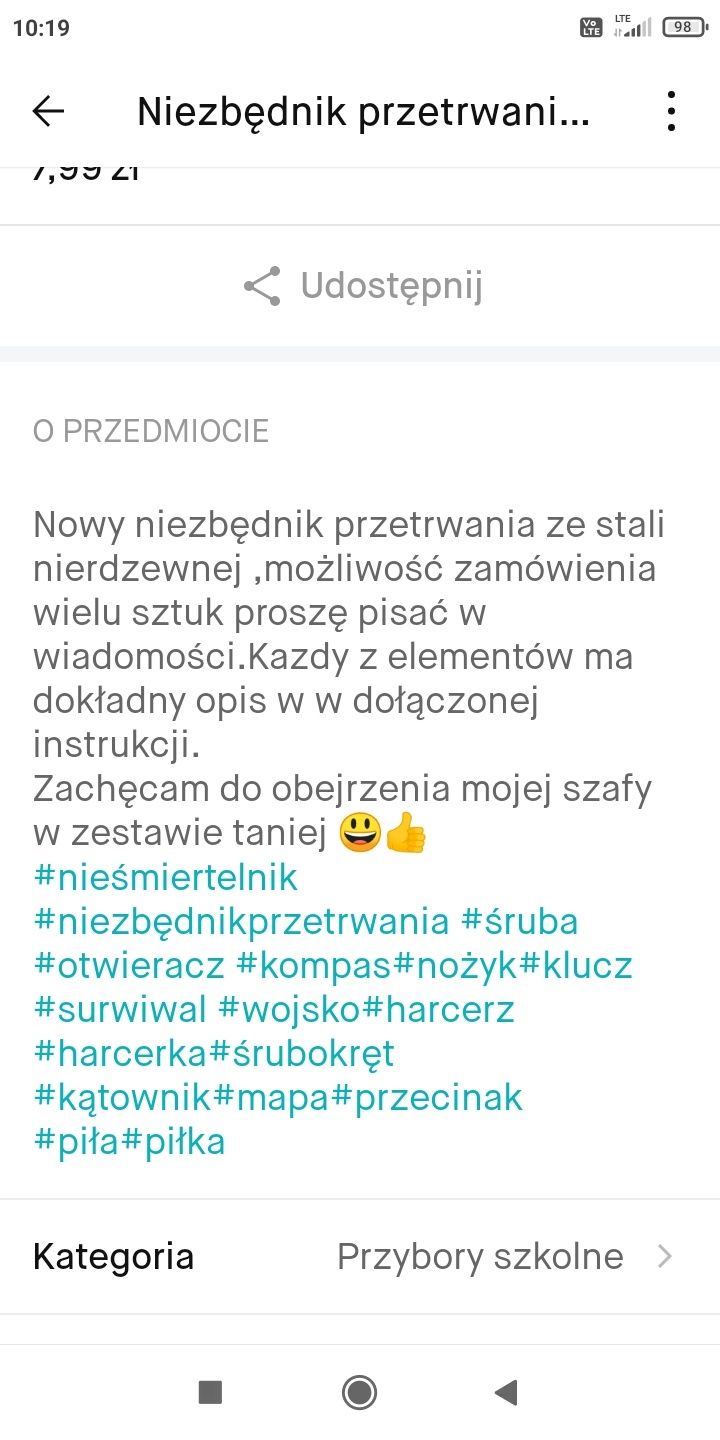 Niezbędnik przetrwania Stal nierdzewna