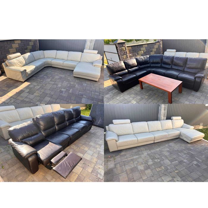 Шкіряний куток П-подібний , диван , Великий або довгий кожаний угол