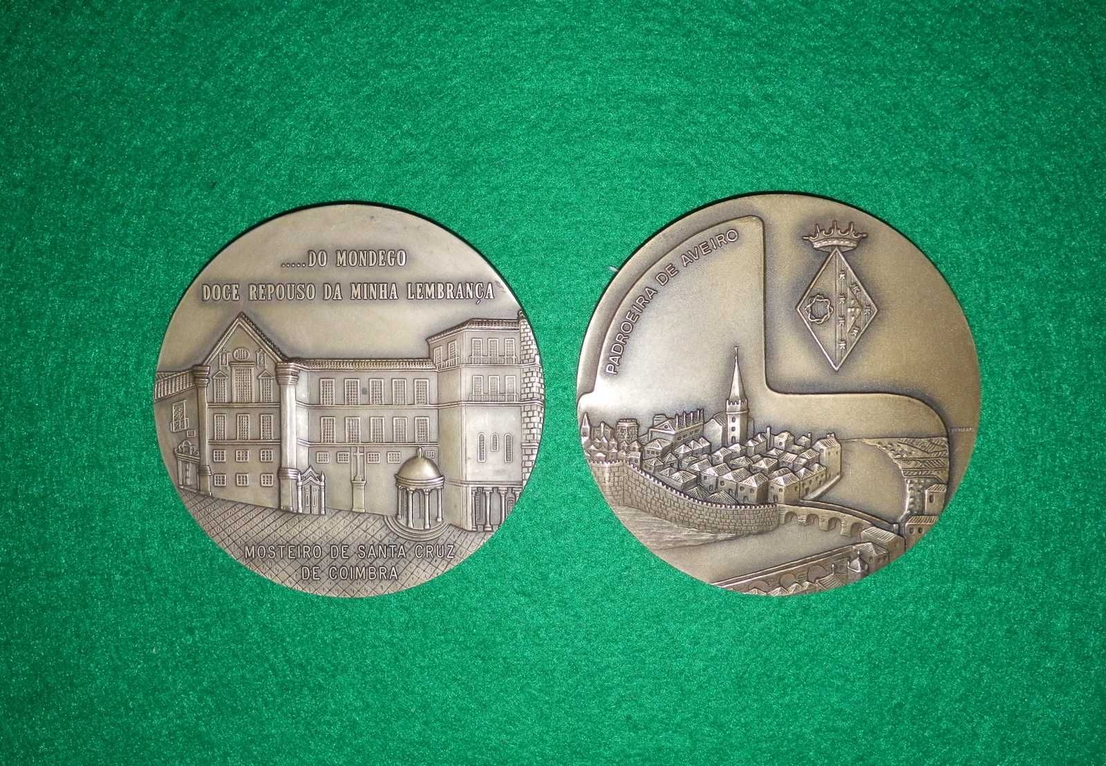 Medalhas de bronze CAMÕES - COIMBRA E  Santa Joana - Padroeira aveiro