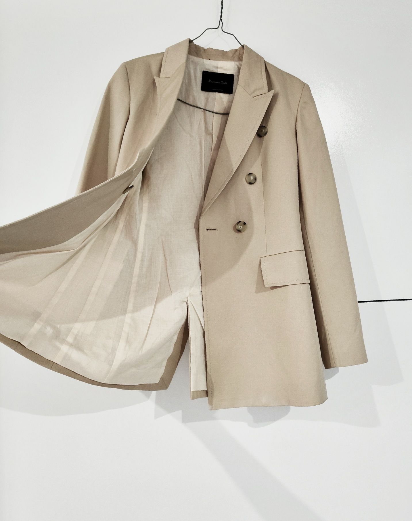 Marynarka Massimo dutti 36 S kremowa beżowa bawełniana lniana